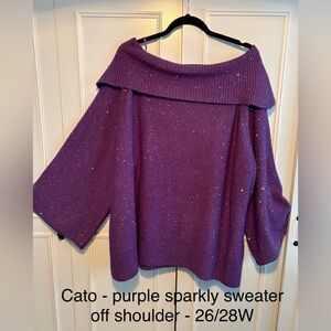 Cato Purple Sparkly Off-Shoulder Sweater